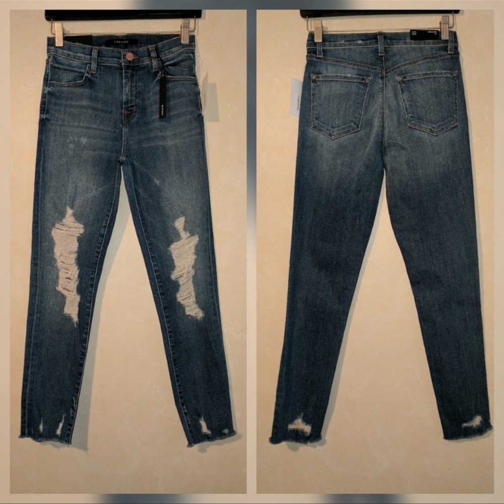 J Brand Alana High Rise Cropped Jeans Destructed